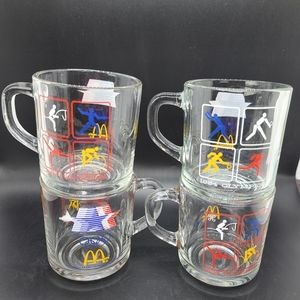 Olympics.  Vintage 1984 McD's four piece glass coffee mugs.
